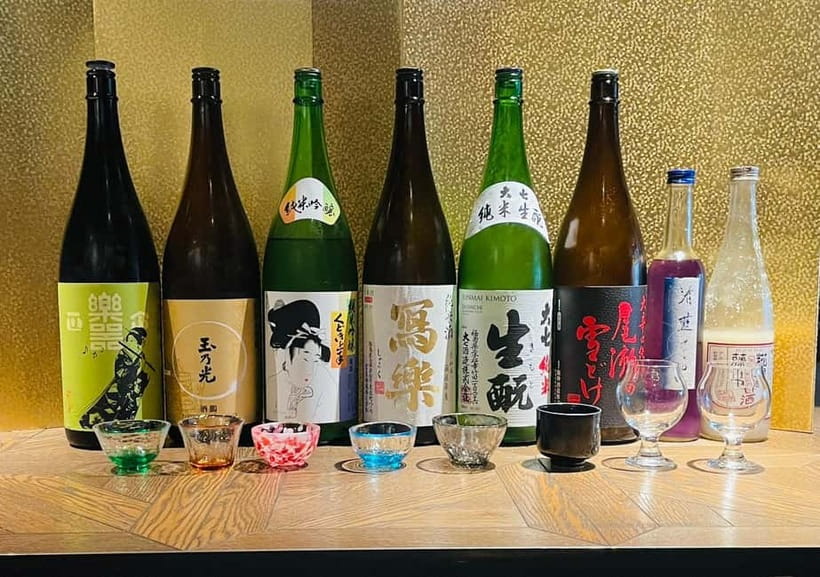 Casual Japanese sake tasting and snack experience, Kabukicho - Eight pours, not one generic sake