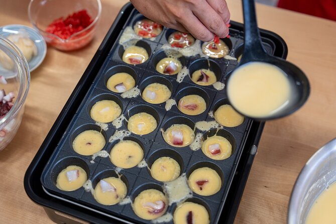 Osaka Home Feast Cooking and Sake Experience - Making crispy Osaka takoyaki