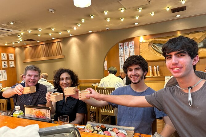 Tsukiji Market Eating Tour, Authentic Sushi & Sake Comparison - Comparing sake before the sushi lunch